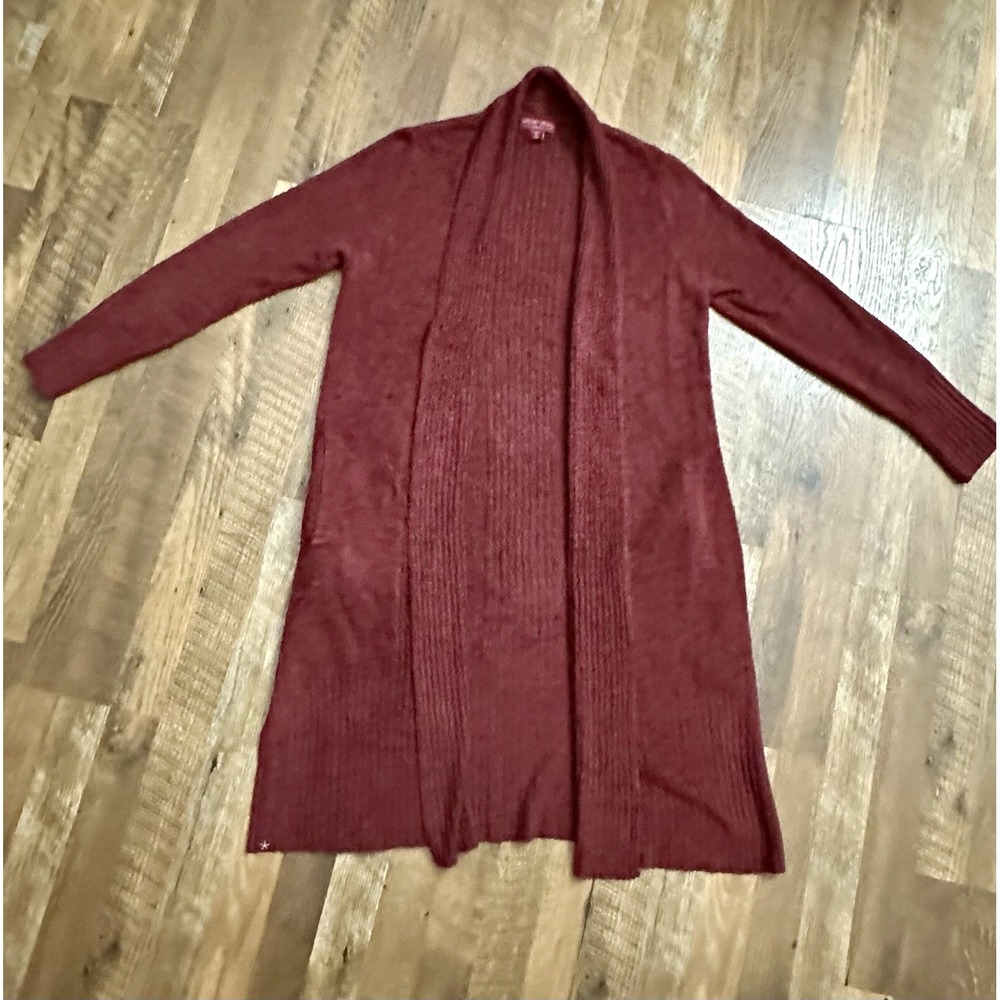 Barefoot Dreams Cozychic Lite Catalina Long Cardigan Maroon Size Petite M  EUC